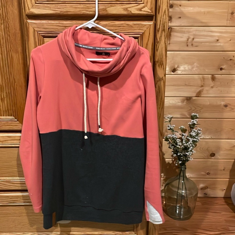 Coral and gray sweatshirt